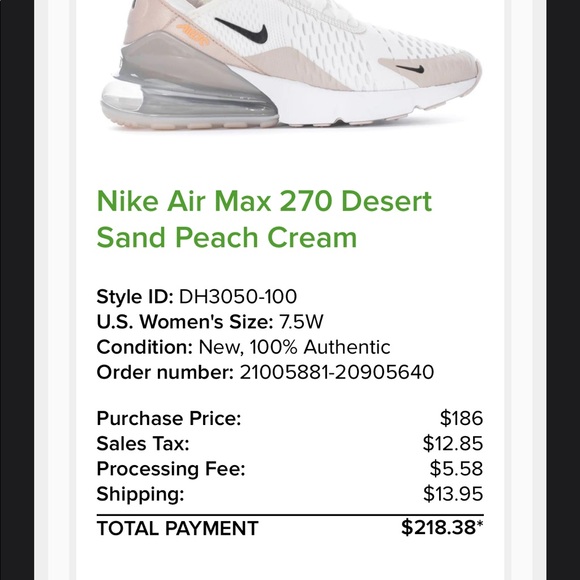 Nike Air Max 270 Desert Sand Peach Cream - Picture 4 of 4